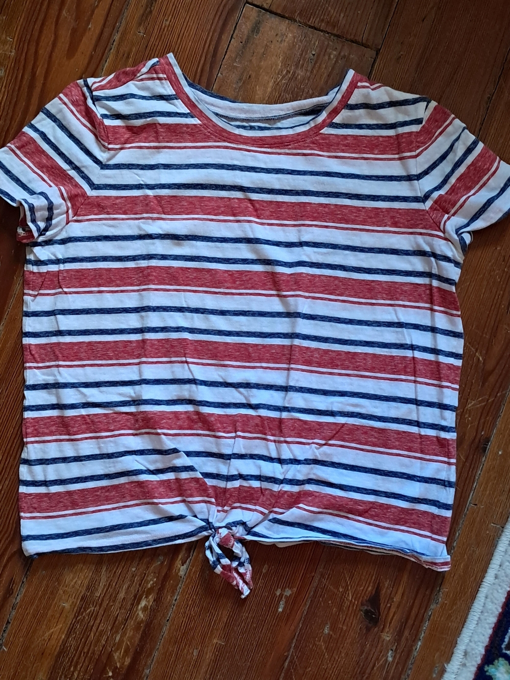 Crazy 8 Red, White & Navy Striped Tie-Front Tee